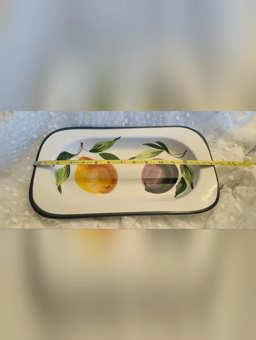 Made in Italy Hand Painted Pear & Plum Rectangular Bowl / Platter